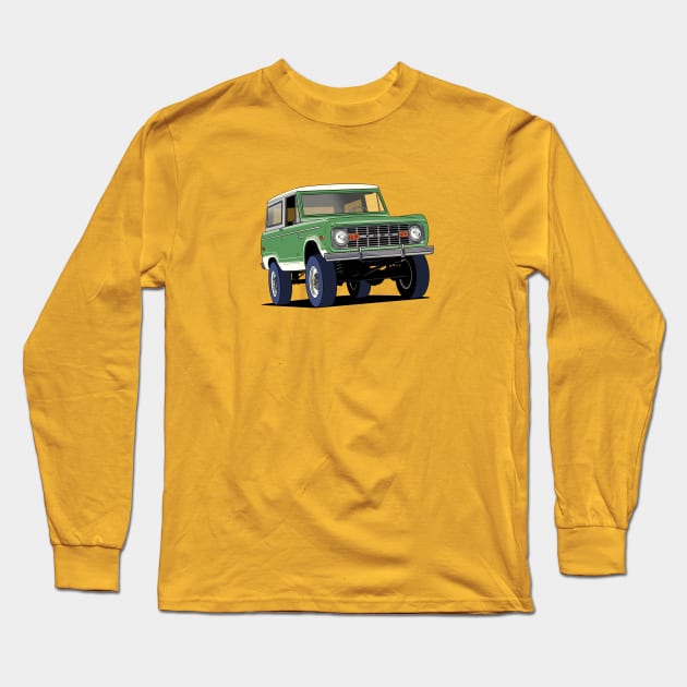 Green Ford Bronco Truck Long Sleeve T-Shirt by Webazoot